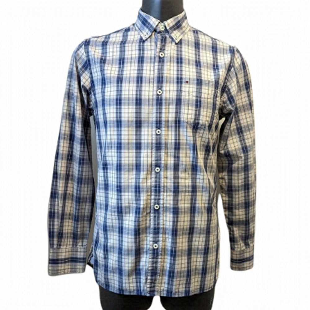 2/$20 Tommy Hilfiger Blue Plaid Button Down Shirt Small Long Sleeves